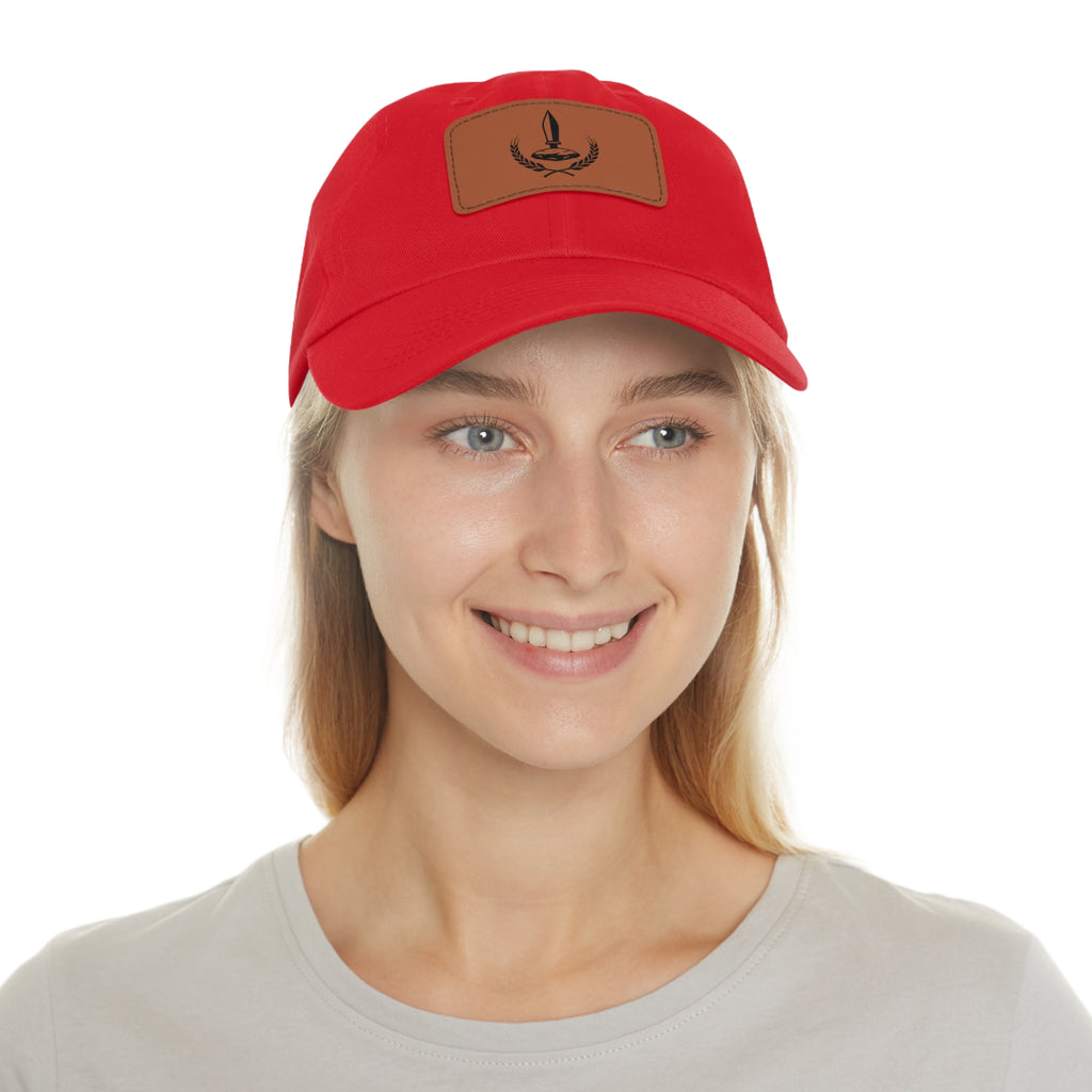 Wheat Steel Stone Dad Hat with Leather Patch