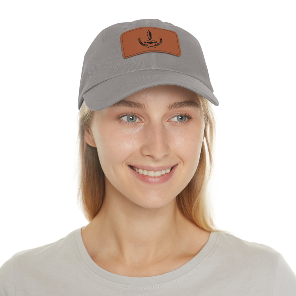 Wheat Steel Stone Dad Hat with Leather Patch