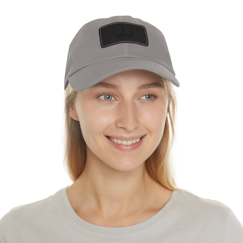 Wheat Steel Stone Dad Hat with Leather Patch