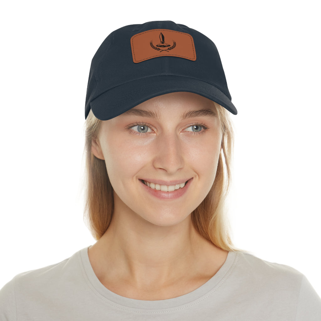 Wheat Steel Stone Dad Hat with Leather Patch