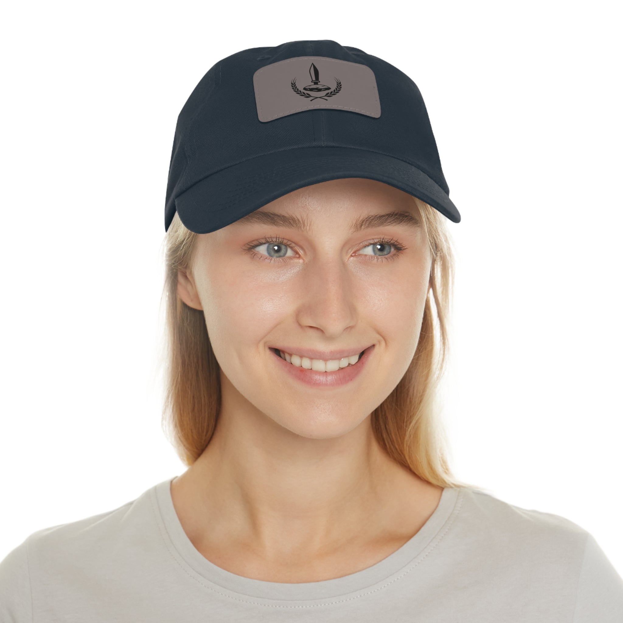 Wheat Steel Stone Dad Hat with Leather Patch