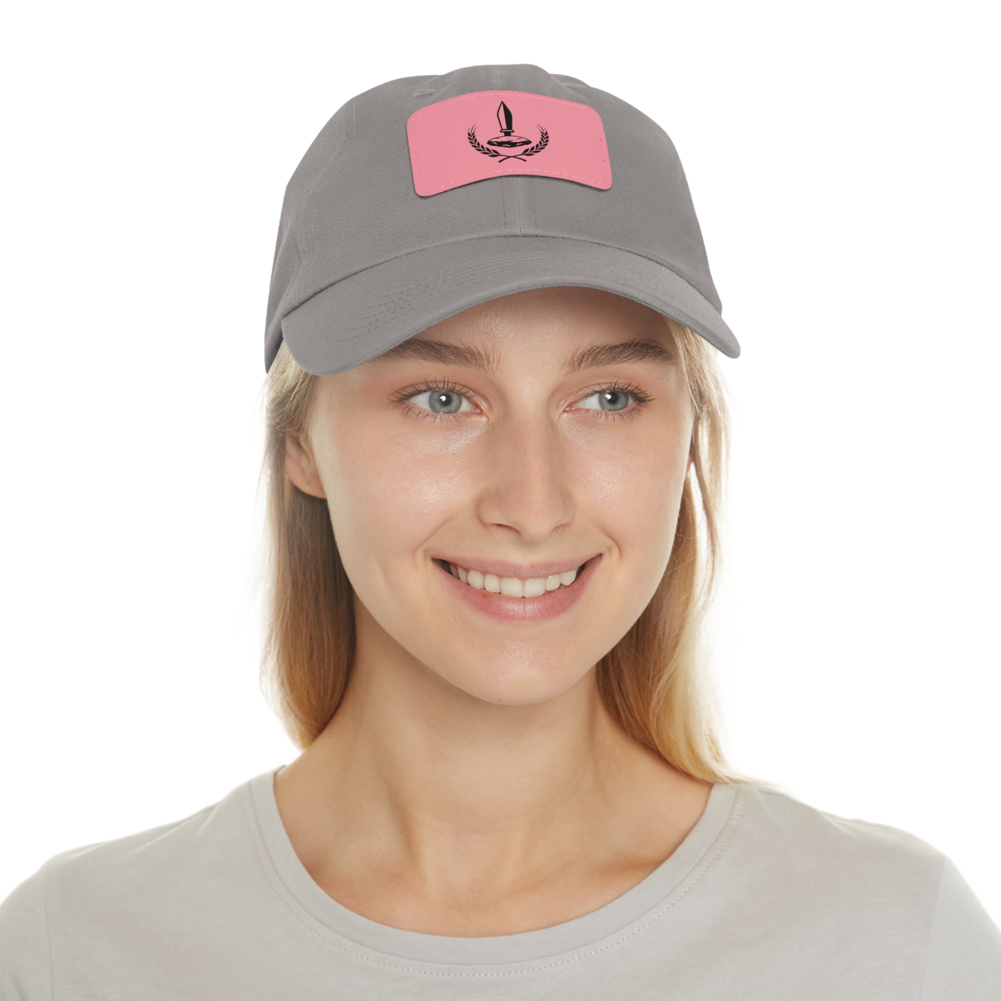 Wheat Steel Stone Dad Hat with Leather Patch