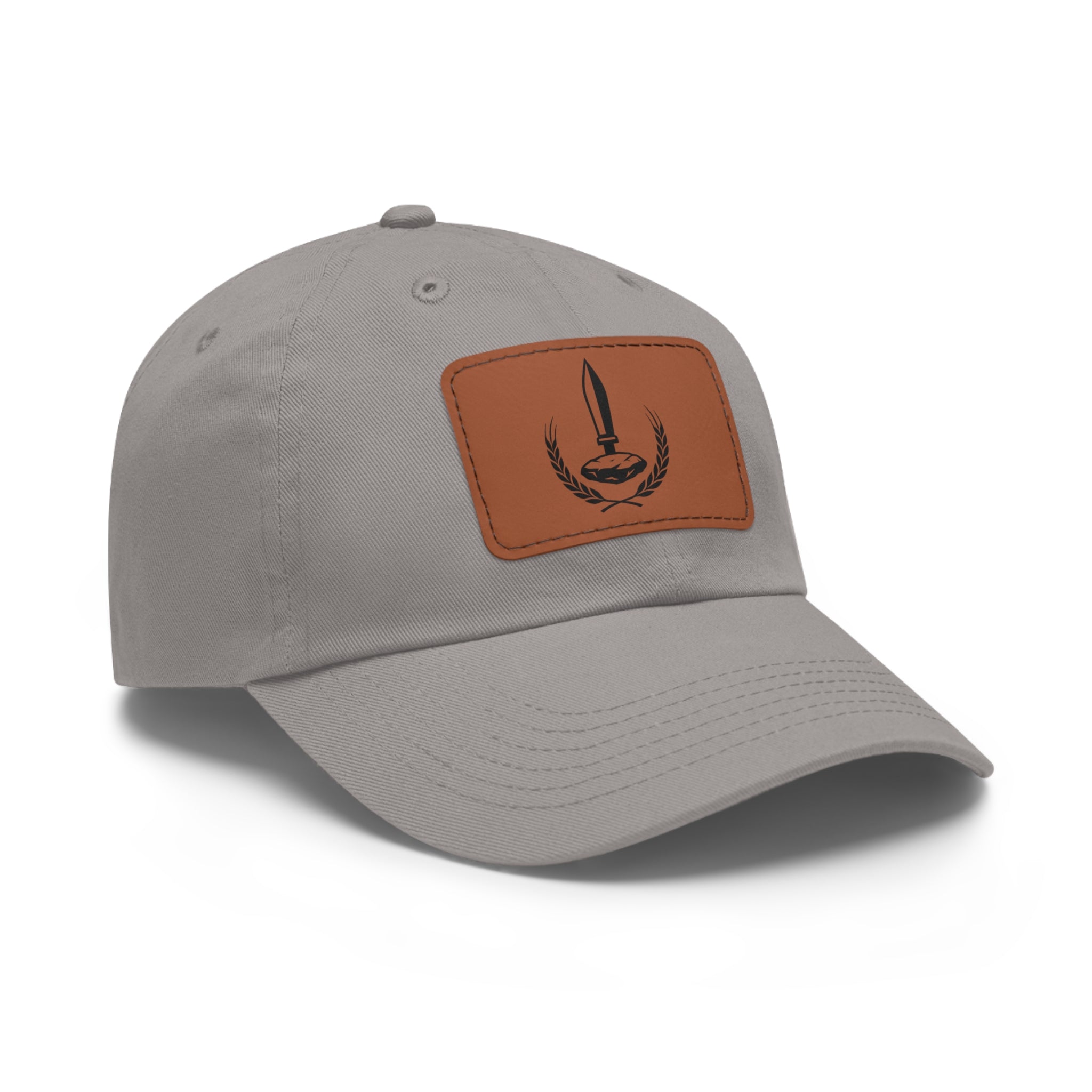 Wheat Steel Stone Dad Hat with Leather Patch