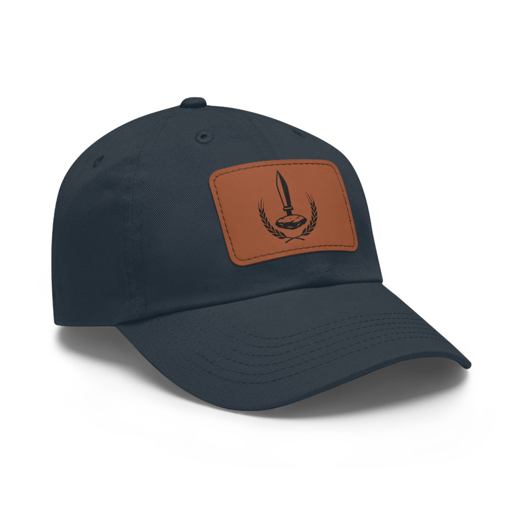 Wheat Steel Stone Dad Hat with Leather Patch