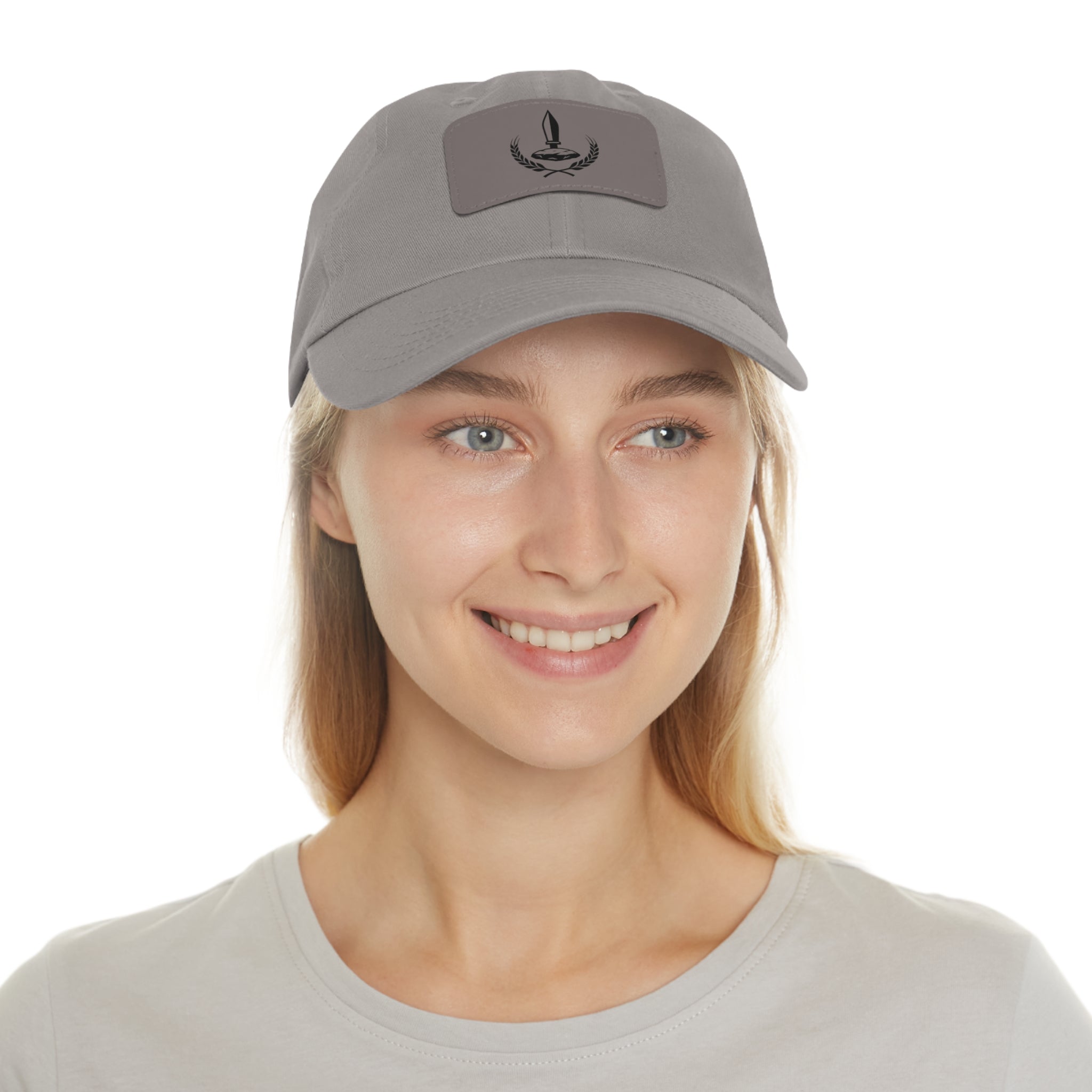 Wheat Steel Stone Dad Hat with Leather Patch