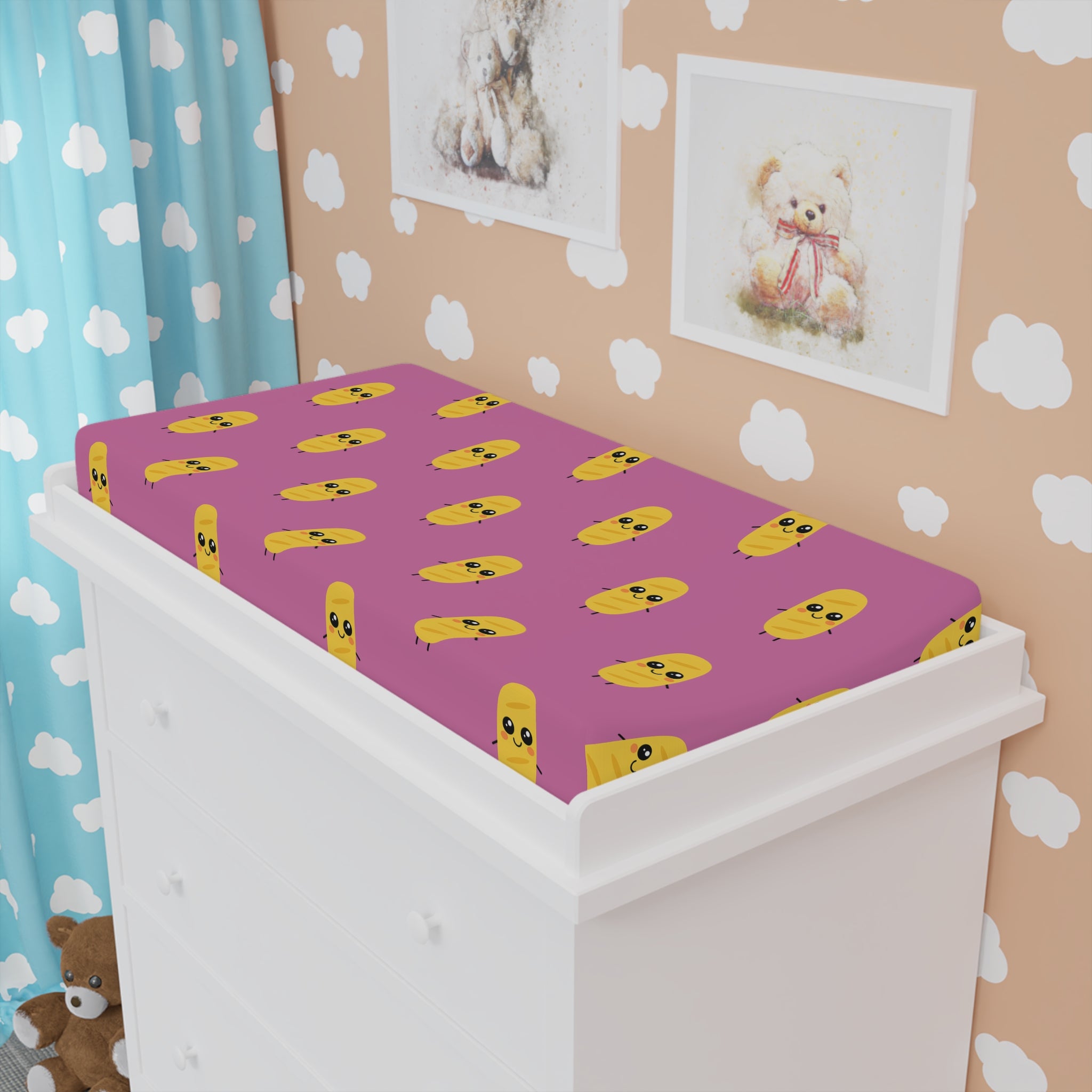 Cute Bagette Baby Changing Pad Cover — Pink