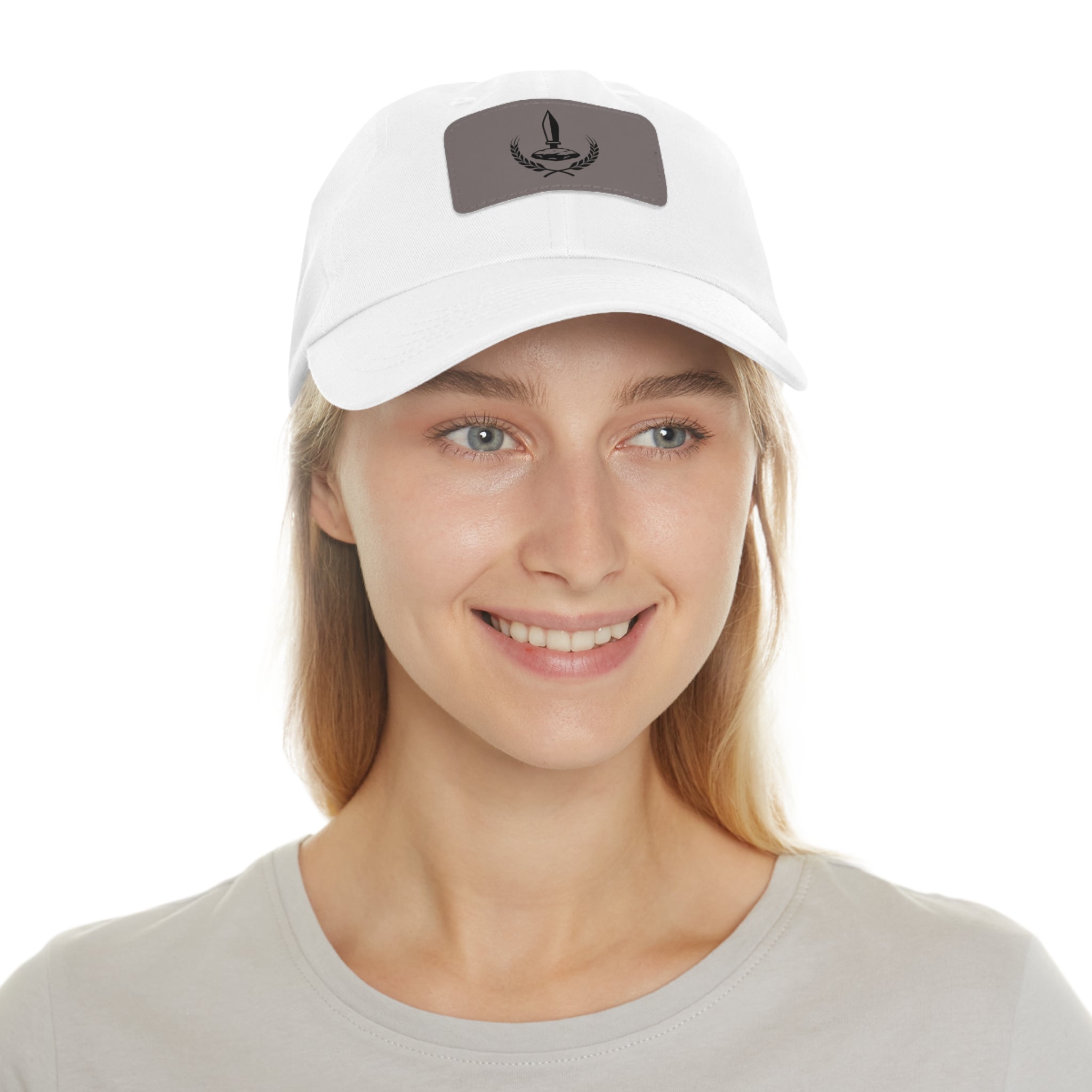 Wheat Steel Stone Dad Hat with Leather Patch