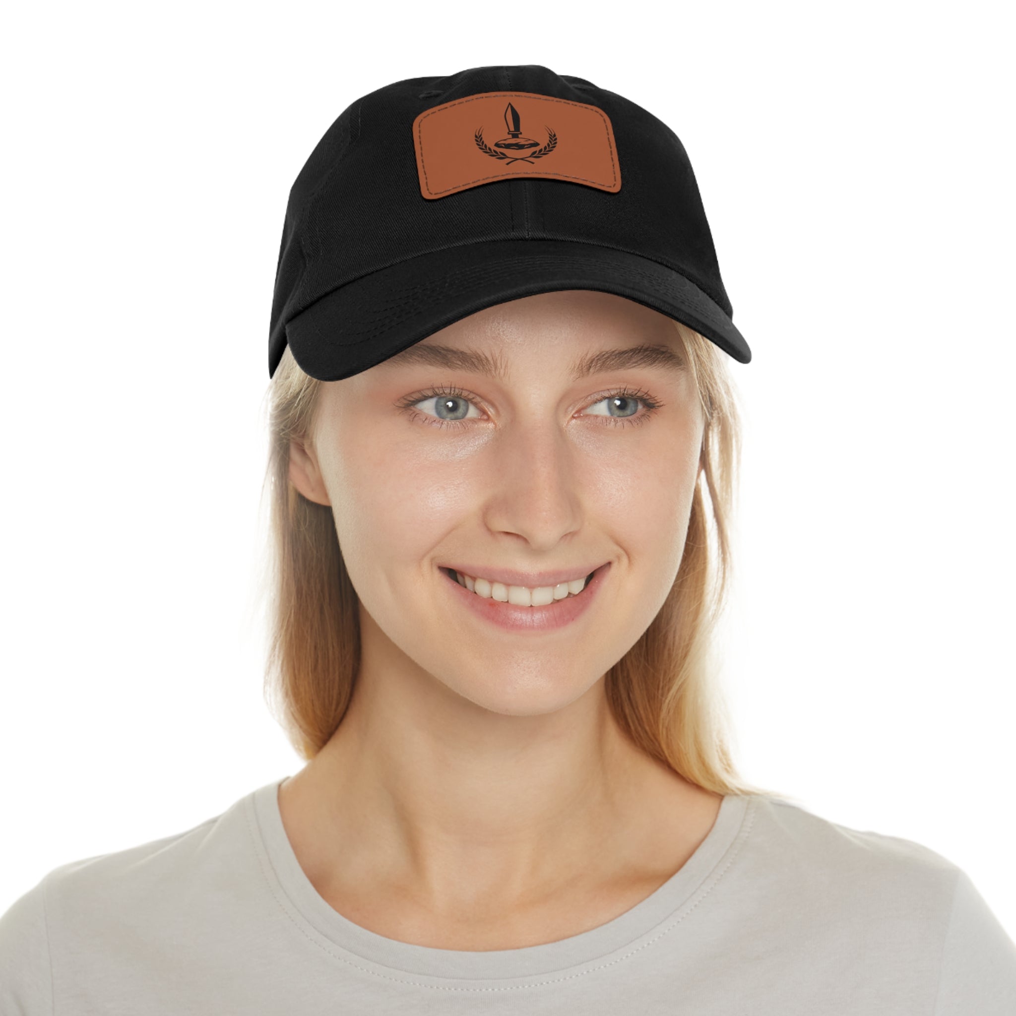 Wheat Steel Stone Dad Hat with Leather Patch