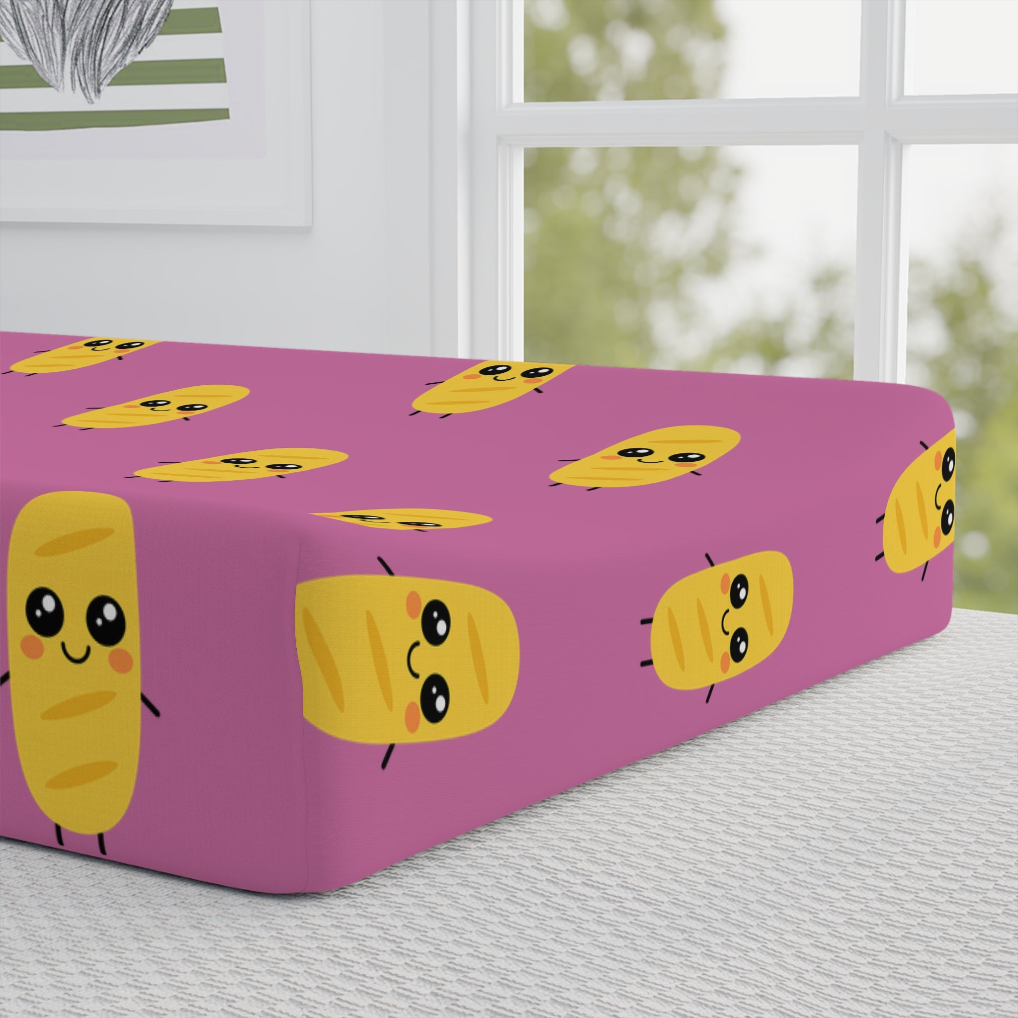Cute Bagette Baby Changing Pad Cover — Pink